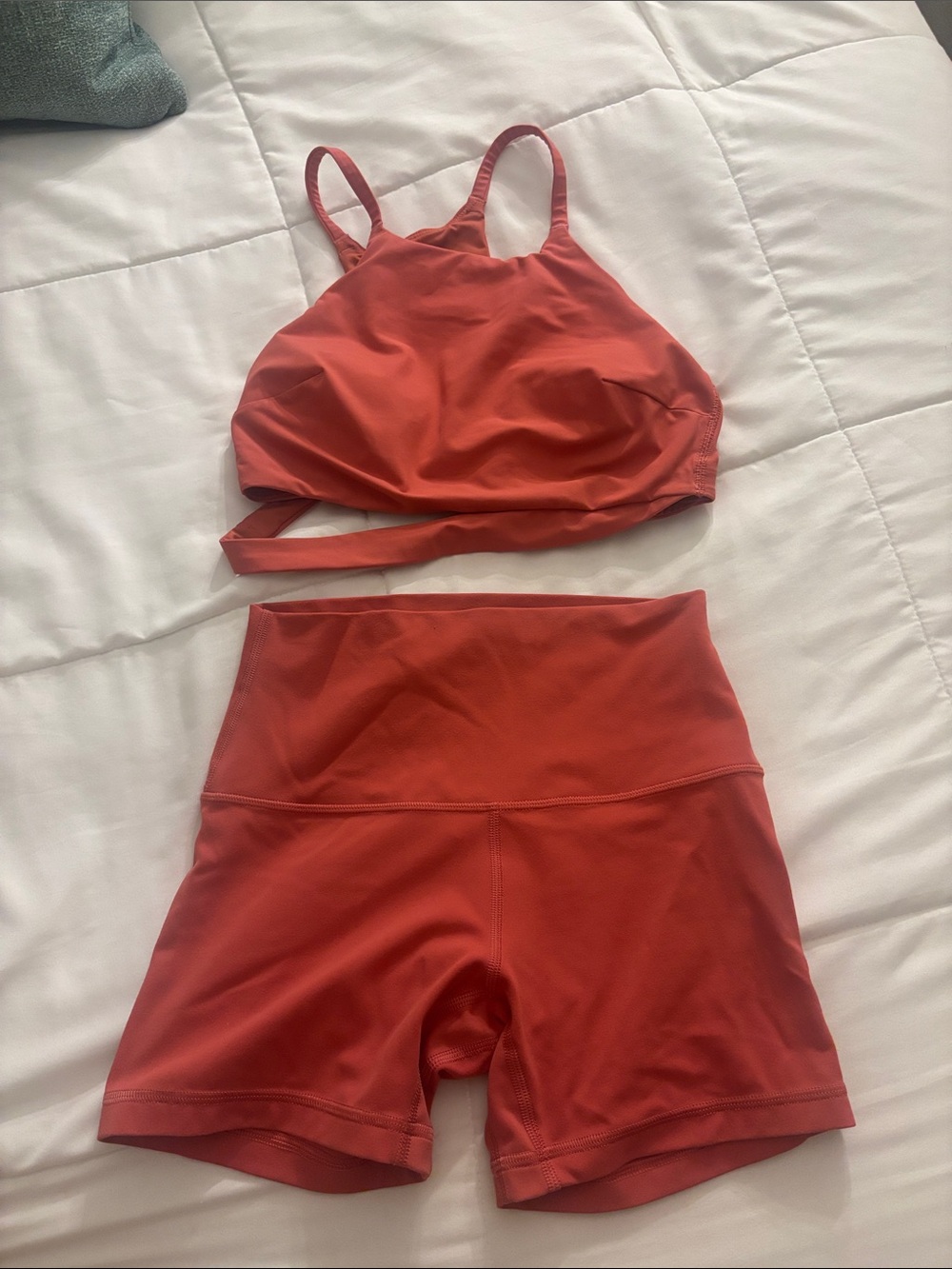 lululemon athletica Rust Red High-Neck Sports Bra & Matching Shorts